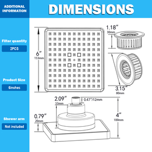 Soffione Doccia ad Alta Pressione con <span class=keywords><strong>2</strong></span> Filtri, Soffione Quadrato da 6 Pollici con Filtro per Rimuovere Cloro e Impurità - Product Image 3