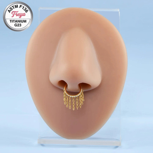 Pendientes de <span class=keywords><strong>Aro</strong></span> de Titanio ASTM F136 16G con Cadena de Borlas para Nariz, Septum, Hélix y Lóbulo, Joyería para Mujer y <span class=keywords><strong>Hombre</strong></span> - Product Image 3