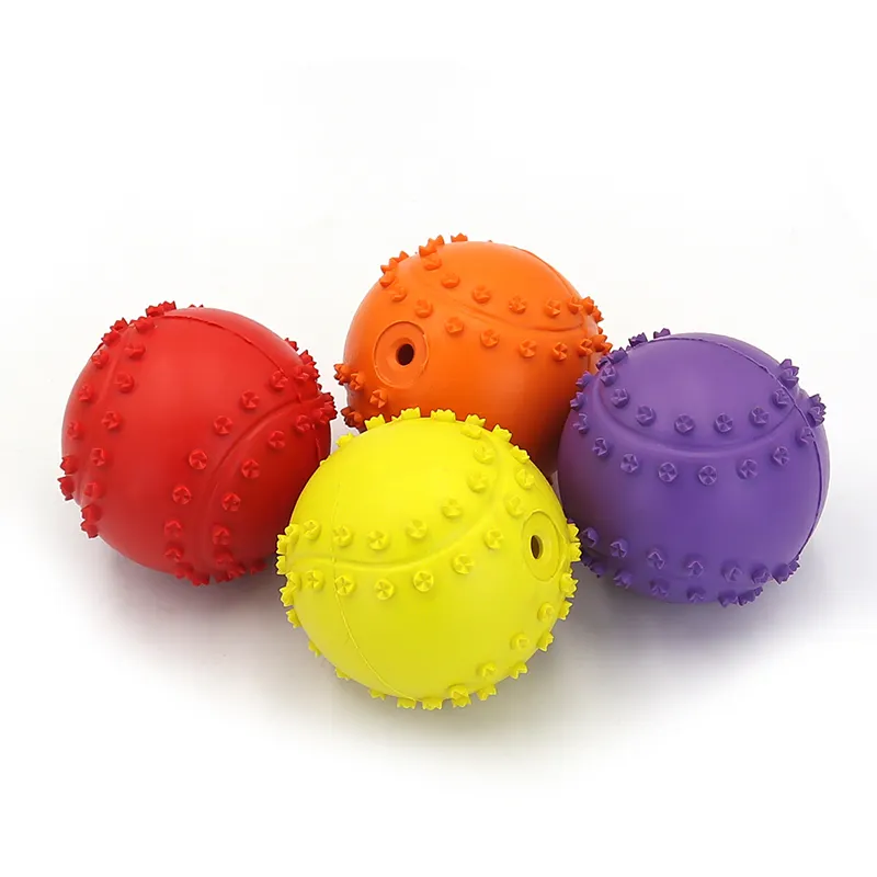Wholesale Squeaky Balls for Dogs Bright Colors Puppy Rubber Toys Dog Bite Ball Dog Toothbrush Chew Toy