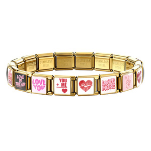 Correa de Reloj de Acero de Titanio con Patrón Cuadrado, Serie LOVE para el Día de San Valentín, Brazalete Modular Italiano, Accesorio de Regalo Unisex - Product Image 3