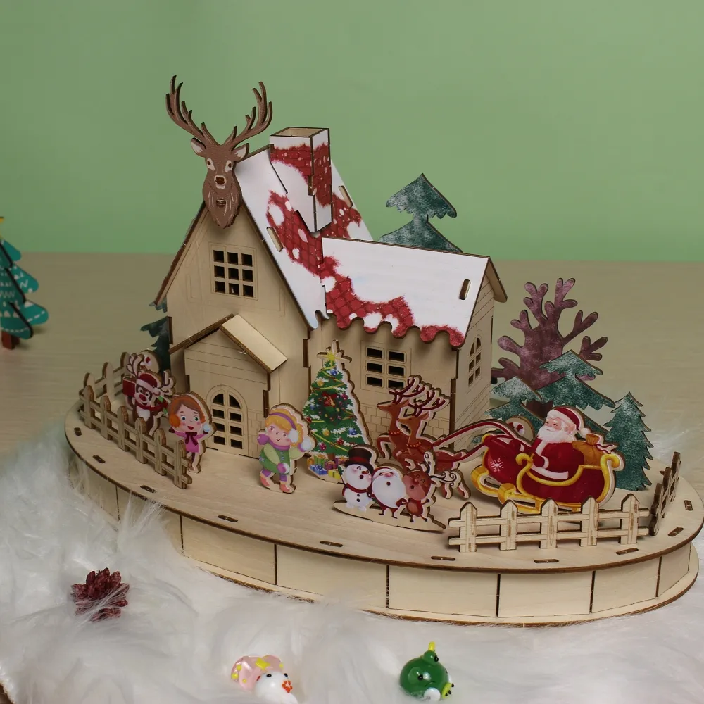 Regalo unico per i bambini il giorno di natale Kit di costruzione di modelli di Puzzle in legno 3D molto dettagliato e robusto