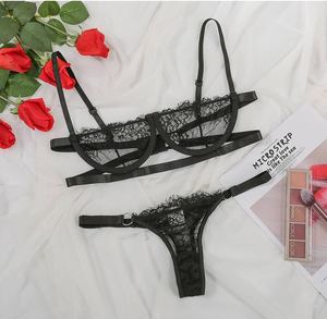 Conjunto De Lenceria De Encaje Para Mujer ricamo trasparente Lenceria Erotica set di Lingerie Sexy - Product Image 4