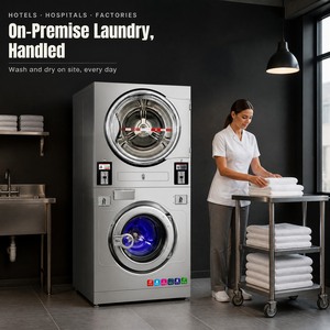 Lavadora y Secadora Apilables de Acero Inoxidable con Pantalla Táctil, WiFi, Control Remoto, Pago con Monedas/Tarjeta, para Lavandería de Autoservicio, 12 kg - Product Image 5