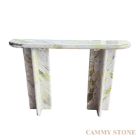 Table console en marbre vert irlandais de luxe Cammy Stone, finition polie, design moderne résistant, entrée, villa, salon