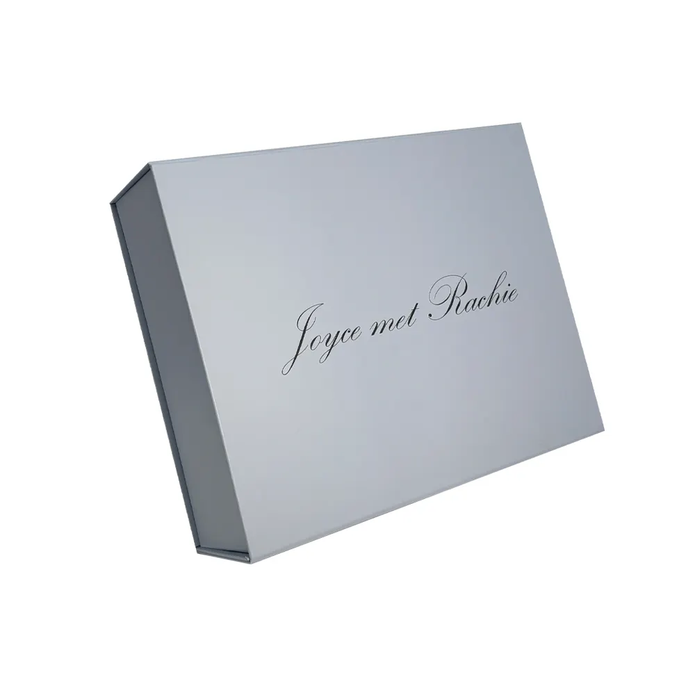Caja de papel con imán Simple plegable gris impresa personalizada, caja de papel rígida reciclable de lujo para zapatos
