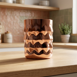 Maceta de metal con acabado de cobre de diseño con patrón ondulado Ideal para jardín doméstico moderno decoración interior y exterior duradera y elegante - Product Image 1