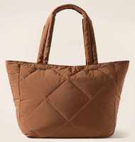 Sac fourre-tout matelassé en nylon léger pour femme, couleur unie, style élégant, idéal pour le shopping