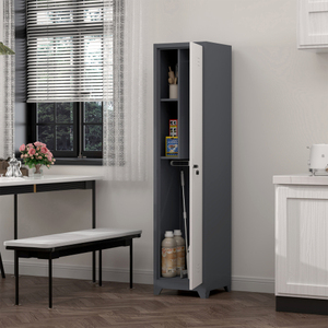 Ready Stock in USA Free Shipping Metal <b>Storage</b> Cabinet, 65"<b>Narrow</b> Cabinet With Hooks,Heavy-Duty <b>Storage</b> Support Dropshipping - Product Image 3