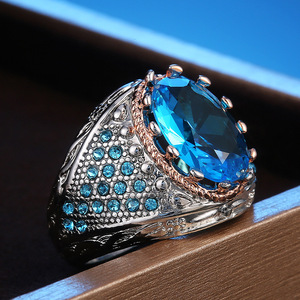 Anello da Cocktail F577 per Donna con Zirconia Cubica Ovale Creato in Laboratorio, Montatura a Griffe, Anelli alla Moda per Feste - Product Image 1