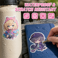 Autocollants en vinyle découpés sur mesure, imperméables, motifs Kawaii, avec carte arrière et emballage en sac OPP, pour cadeaux d'enfants, scrapbooking, fêtes, OEM ODM