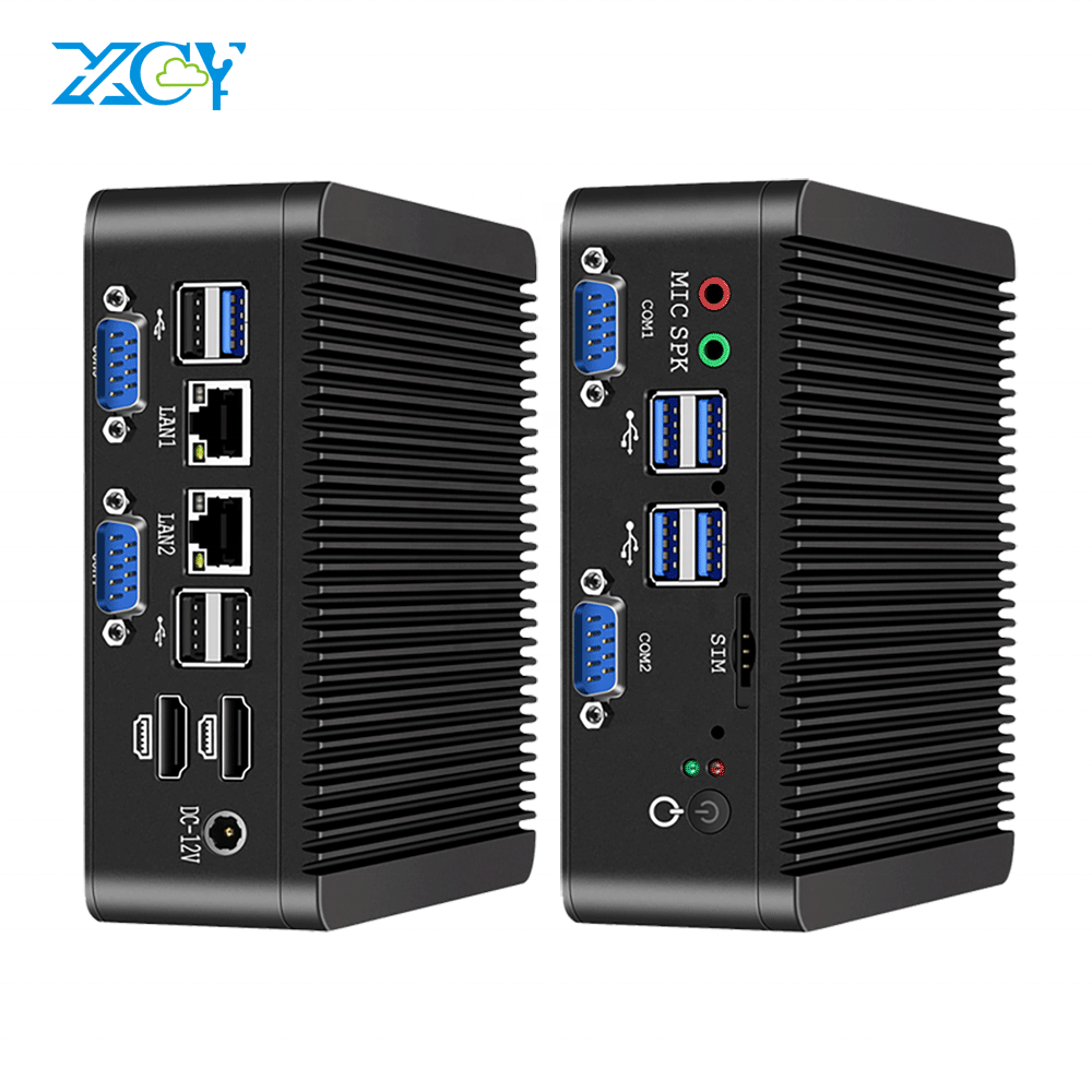 Fanless Dual LAN IOT промышленный компьютер J4125 Linux Ubuntu мини ПК с 2 * LAN, 4 * RS232 RS485 2 * H-DMI GPIO TPM