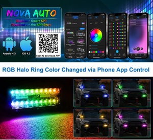 Paquete de 2 Barras de Luz LED RGB de 6 Pulgadas con Anillo Halo RGB, Control por Aplicación Móvil <span class=keywords><strong>Nova</strong></span>, para Autos y SUVs - Product Image 4