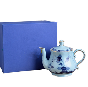 Luxury Minimalist Ceramic Bone China <b>Coffee</b> & <b>Tea</b> <b>Set</b> with Blue Decal Eco-Friendly High Quality - Product Image 1