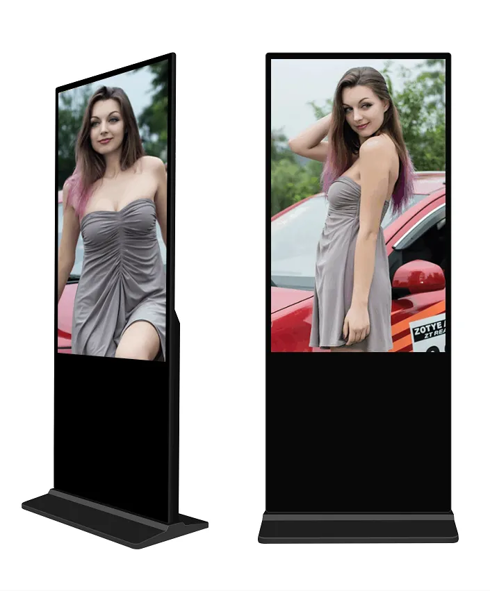 55 인치 LCD 토템 터치 스크린 플로어 스탠딩 디지털 광고기 블랙 플로어 스탠딩 OEM 광동 P2 실내 Led 스크린