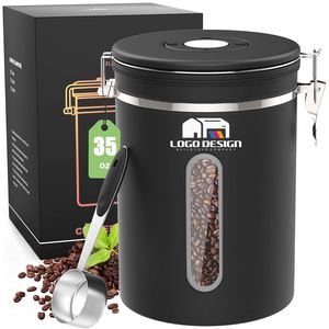 กระปุกเก็บกาแฟสแตนเลสเกรดอาหาร 304 ขนาด 1.5 ลิตร ปิดสนิทพร้อมหน้าต่างมองเห็นได้  รับทำโลโก้  ภาชนะเก็บเมล็ดกาแฟสำหรับสำนักงาน - Product Image 1