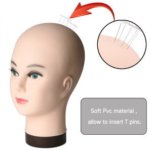 Tête de Mannequin de cosmétologie, femme chauve, entraînement pour la tête de <span class=keywords><strong>perruque</strong></span>, épingles t-pin, peau noire - Product Image 2