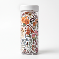 100pcs Stiker Vinyl Botani Vintage Cottagecore Paket Stiker Tahan Air Watercolor Die Cut untuk Scrapbook Jurnal Laptop