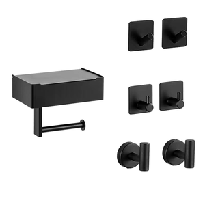 Modern Eco-Friendly Stainless Steel 304 Wall Mounted <b>Black</b> Bathroom Storage <b>Tissue</b> & Toilet <b>Paper</b> Roll Holder ZF Global Export - Product Image 1