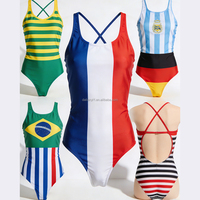 Maillot de bain thème football 2026 – Équipes Brésil et Argentine – Coupe haute, dos nu, en Spandex/Nylon – Respirant, séchage rapide, sexy et tendance pour le quotidien