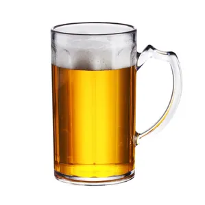 Caneca de copo de cerveja acrílico, 500ml 1 litro personalizar logotipo pc acrílico copo de plástico xícara de chope com alça