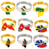 Bague ouverte tendance style rétro goutte d'huile, inspirée de la Réunion, de la Guadeloupe, de la Guyane et de la Martinique