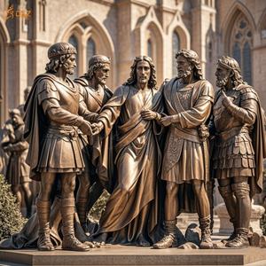 Famoso cristiano católico Metal latón tamaño real primera estación: Jesús condenó la muerte estatua Jesús 14 estaciones escultura de bronce - Product Image 4