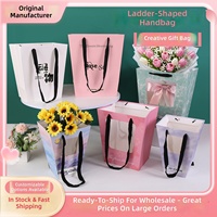 Sac à fleurs trapézoïdal personnalisé avec logo, emballage imperméable pour bouquet, sac en papier pour fleuriste