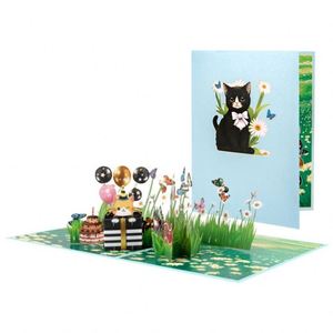 Carte de vœux artisanale en papier 3D, papillon, chat, cartes pop-up pour maman, fille, enfants, anniversaire - Product Image 1