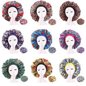 Bonnet <span class=keywords><strong>de</strong></span> nuit rond en satin imprimé floral africain grande taille pour femme, bandeau <span class=keywords><strong>de</strong></span> <span class=keywords><strong>bain</strong></span> pour cheveux - Product Image 6