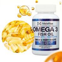 Capsules d'huile de poisson oméga 3 en gélules molles 1200 mg EPA 900 mg DHA Sans gluten Complément alimentaire pour adultes