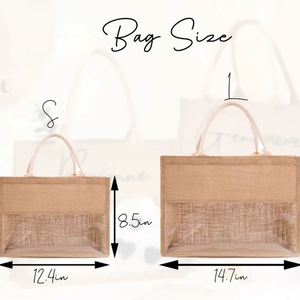 Personalized Name Transparent Fashionable Jute Shopping Tote <b>Bag</b> Handmade Bridesmaid Proposal <b>Gift</b> with Letter Pattern - Product Image 4