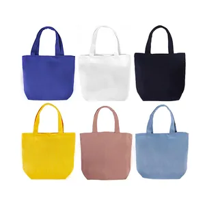 Small Canvas Tote Bags eco-friendly material Reusable Cotton Shopping Bulk DIY Mini Tote Bag Gift