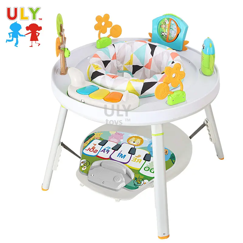 360 Degrees Rotating Multifunctional 3 In 1 Baby Jumper Music Pedal Foldable Baby Table Bouncer Rocking Sleeping Chair