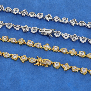 Dây chuyền tennis bằng đồng thau, đính đá moissanite, kiểu dáng hip hop, unisex, mặt tròn sáng lấp lánh VVS. - Product Image 2