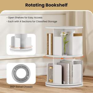 360 °   ชั้นวางของแบบตั้งพื้น 2/3/4/5/6 ชั้น ชั้นวางหนังสือแบบหมุนได้ ชั้นวางโชว์สินค้า ชั้นวางจัดระเบียบ - Product Image 6