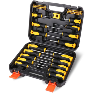 Jeu de tournevis magnétique 18 pièces <span class=keywords><strong>professionnel</strong></span> avec poignée ergonomique, 9 embouts Phillips et 7 embouts plats antidérapants pour réparation domestique - Product Image 1