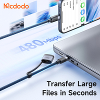 Câble de charge magnétique Mcdodo 2 en 1 USB C vers Mag 3, 140W, 2m, tressé en nylon, pour Apple Macbook Pro Air 2023, chargeur PD Type C 240W