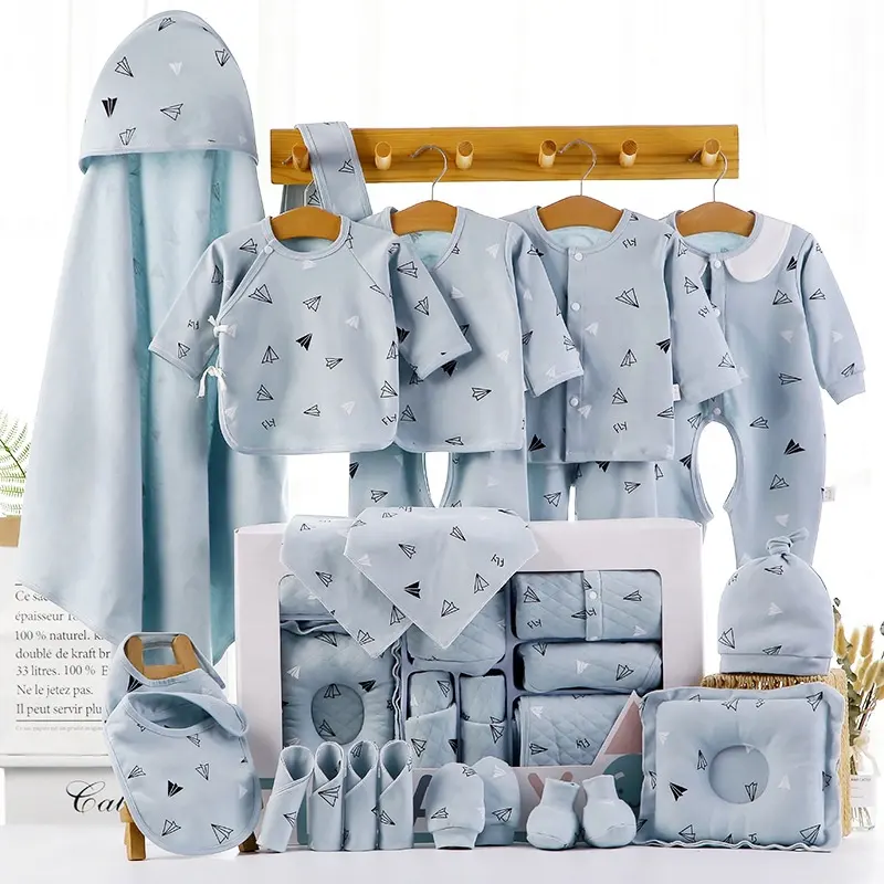 Wholesale newborn babies gift box pure cotton clothing sets casual new born baby clothes set for four seasons