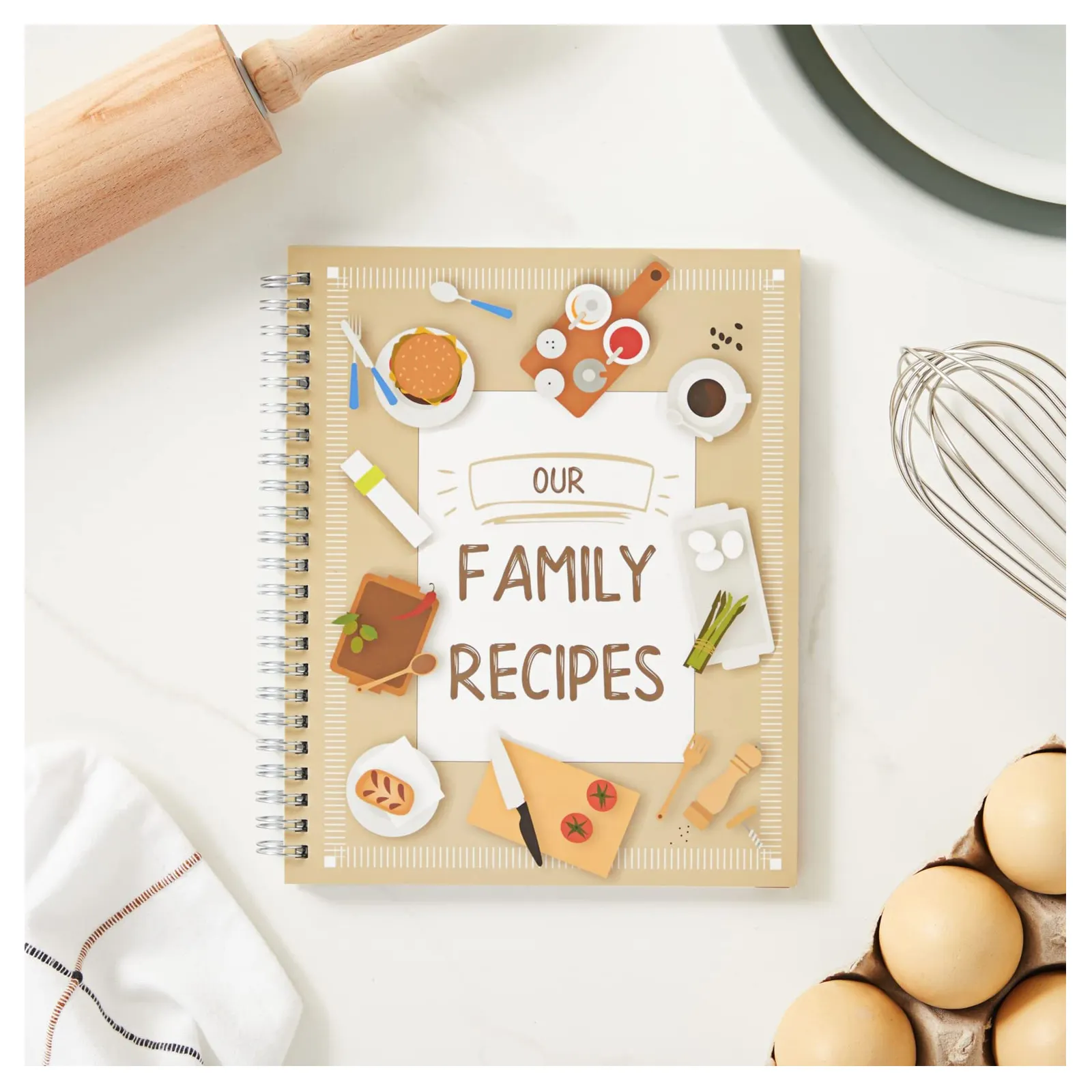 Coil Bound DIY Family Cookbook for Women Mom Wife Make Your Own Writable Recipe Books