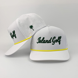 5 Panel 3D Embroidery Gorras Slightly Curved Brim Waterproof Laser Cut Hole Baseball Caps Outdoor <strong>Sun</strong> Rope <strong>Golf</strong> <strong>Hats</strong> - Product Image 6