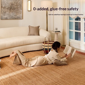 Klebefreier Natürlicher Jute-Teppich Handgewebter Vintage-Stil Wohnzimmer Sofa Couchtisch Bodenmatte Bettvorleger Gästehäuser - Product Image 5
