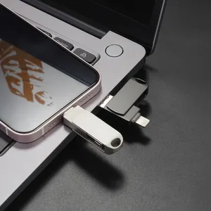 2 in 1 OTG 128GB ทัมป์ไดรฟ์16G 32G 64G หน่วยความจำ USB คู่256GB แฟลชไดรฟ์ OTG สำหรับ iPhone และ iPad