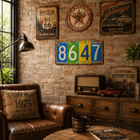 Letrero Metálico Vintage Número 8647, Placa de Matrícula de Metal Empalmado, Letrero Metálico Rústico Retro, Decoración de Pared para Garaje o Bar, Estilo Antiguo