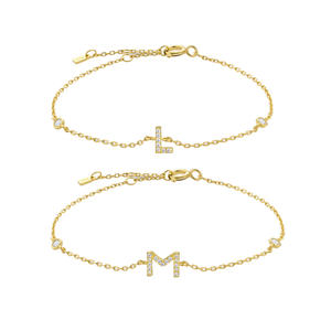 Bracciali a Catena in Stile Classico con Micro Pavé di Zirconi CZ, Lettera Alfabetica a <span class=keywords><strong>M</strong></span>, Gioielli per Donne, Regalo per Feste e Vacanze - Product Image 4