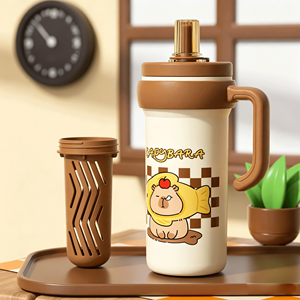 24oz tumbler <b>with</b> <b>straw</b> vacuum double-wall insulated stainless steel tumbler <b>with</b> <b>straw</b> Removable tea infuser tumbler lucu - Product Image 2