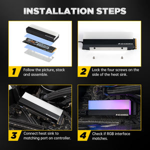 مبرد <span class=keywords><strong>M</strong></span>.<span class=keywords><strong>2</strong></span> من Asiahorse بجهد 5 فولت من الألومنيوم لـ PCIE NVME أو <span class=keywords><strong>M</strong></span>.<span class=keywords><strong>2</strong></span> 2280 SSD مع ثلاث وسائد حرارية (رمادي) - Product Image 5