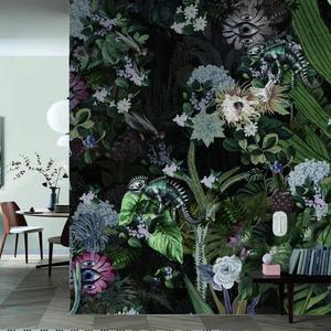 Giấy dán tường trang trí hoa nhiệt đới bằng vải lanh, họa tiết gỗ 3D, cách âm, chống thấm, dùng cho phòng ngủ và phòng khách - Product Image 3