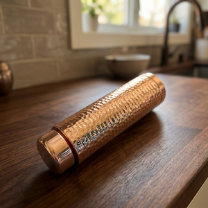 Premium 100% Pure Copper Eco-Friendly Boiling Water Safe Modern Design Water <b>Bottle</b> Carry Loop Handle Cap Seamless Sports <b>Flask</b> - Product Image 2