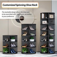 Porte-chaussures rotatif à 360°, organiseur de chaussures et de sacs avec 7 étagères, design moderne, gain de place pour le rangement domestique