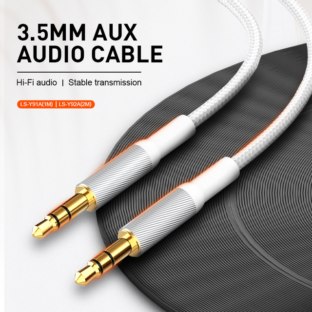 LSY91A Custom Length 3.5mm AUX Audio Cable Portable 100CM 1M PVC Jacket Braid Shielding for Android & iPhone
